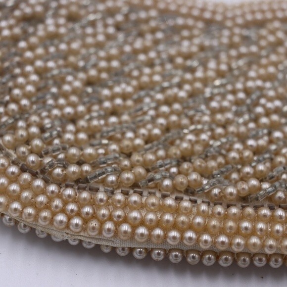 Vintage Small Beaded Clutch Ivory & White Japan Evening Bag - Picture 3 of 8